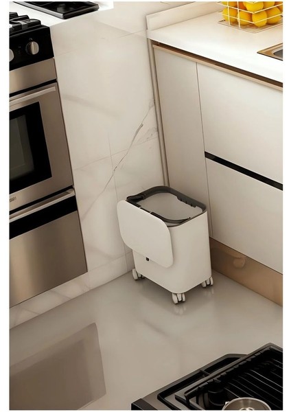 15 Litre Tekerlekli Kapaklı Çok Amaçlı Çöp Kovası, Beyaz, Pratik ve Hafif fırsatları