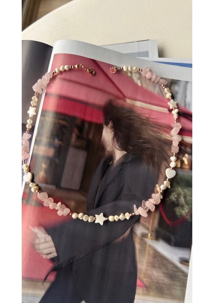 Pembe Kuvars Inci Kolye modelleri