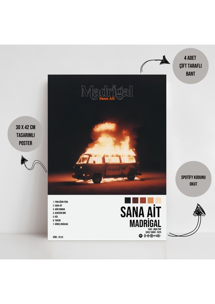 Madrigal - Sana Ait Albüm Spotify Çerçeveli - Çerçevesiz Poster Tablo fiyatları