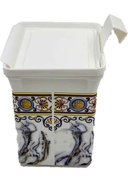 Şık Beyaz 5l Dekoratif Mermer Çöp Kovası