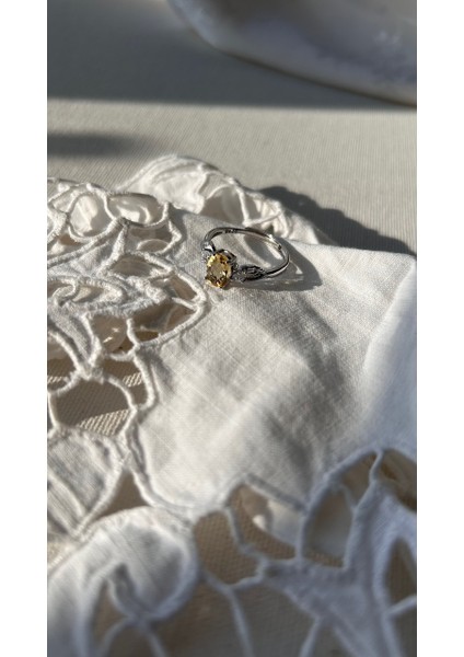 925 Ayar Gümüş Sitrin Taşlı Yüzük