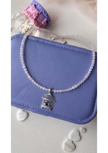 925 Ayar Gümüş Pembe Kuvars Kolye