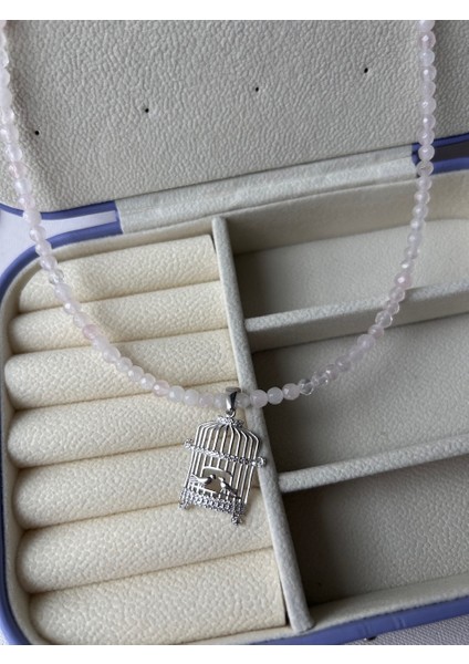 925 Ayar Gümüş Pembe Kuvars Kolye fiyatları