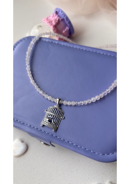 925 Ayar Gümüş Pembe Kuvars Kolye indirimleri