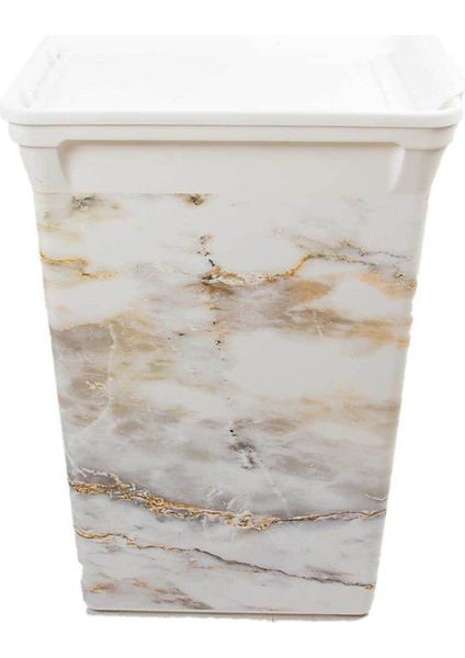 Beyaz 40L Mermer Desenli Plastik Çöp Kovası fiyatları