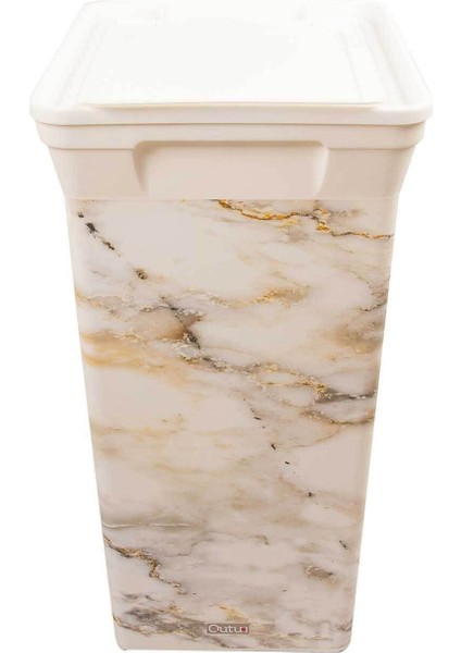 Beyaz 40L Mermer Desenli Plastik Çöp Kovası modelleri