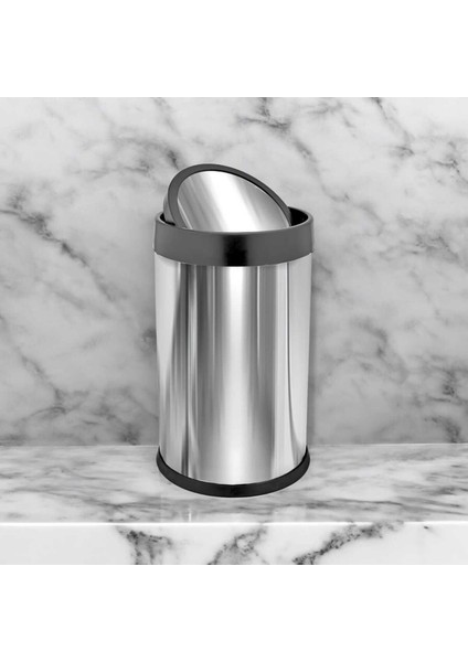 Pratik Krom Kapaklı Çöp Kovası 8 L, Şık ve Kullanışlı Ev Aksesuarı fiyatları