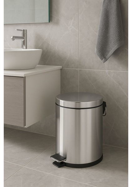 Paslanmaz Pedallı Çöp Kovası 12 Litre, Şık ve Dayanıklı Temizlik Ürünleri