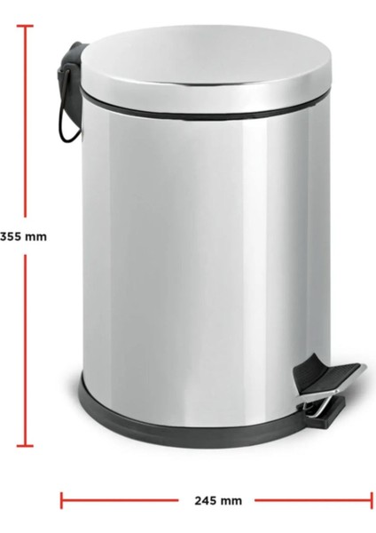 Paslanmaz Pedallı Çöp Kovası 12 Litre, Şık ve Dayanıklı Temizlik Ürünleri modelleri