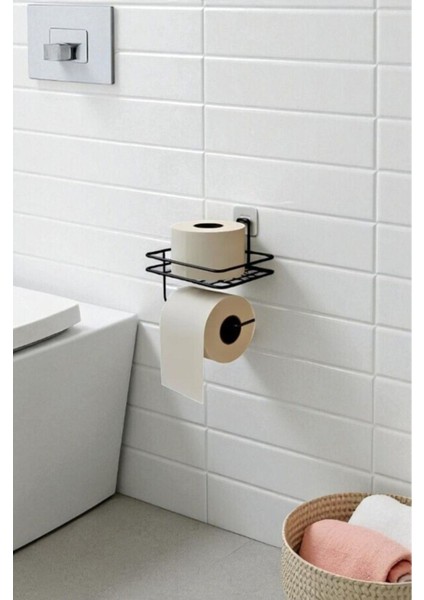 Yapışkanlı Siyah Tuvalet Kağıtlığı, Pratik ve Şık Tasarım