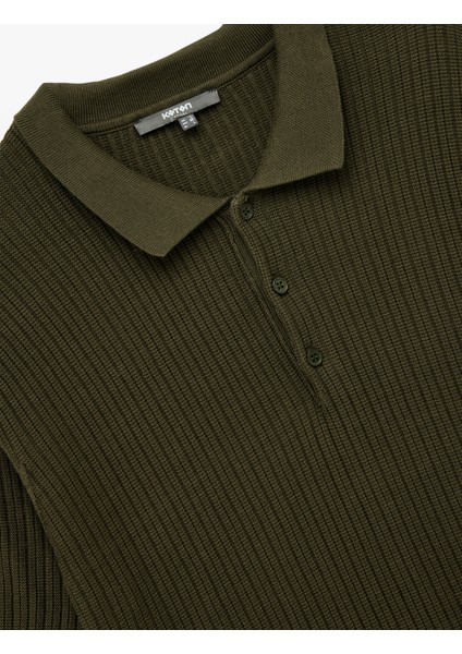 Regular Fit Kısa Kollu Pamuklu Dokulu Düğmeli Polo Yaka Triko Tişört modelleri