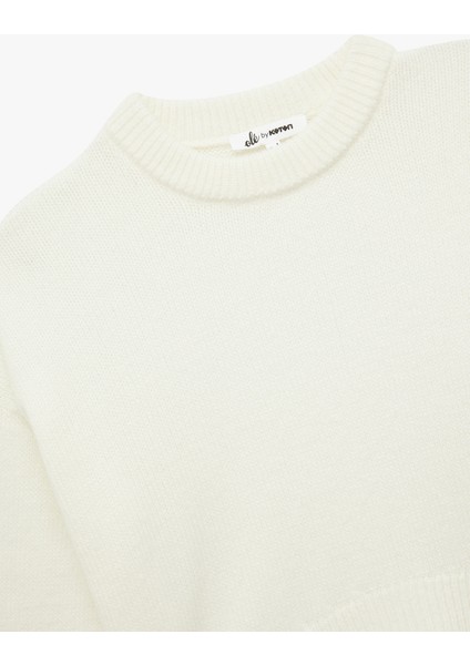 Uzun Kollu Bisiklet Yaka Asimetrik Kesim Triko Kazak modelleri