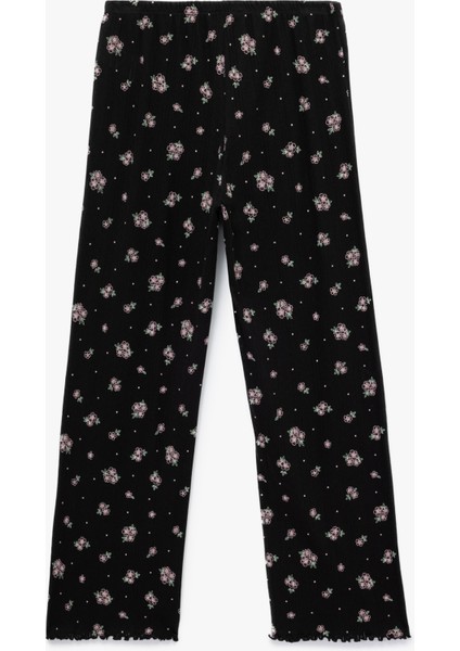 Pamuklu Düz Bol Paça Çiçekli Pijama Altı fiyatları