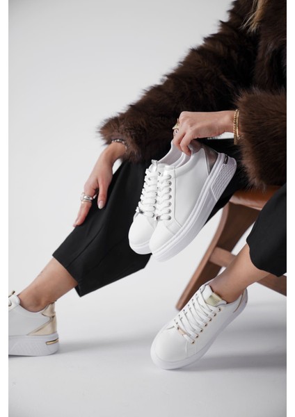 Vega Premium Gümüş Detaylı Beyaz Kadın Sneaker