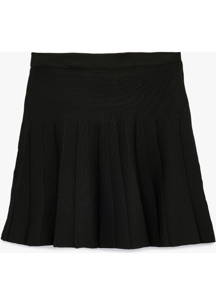 Normal Bel Pileli Mini Etek