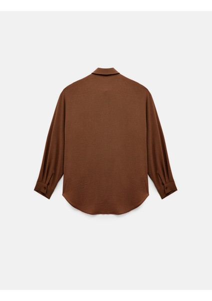 Aerobin Kumaş Düğmeli Klasik Yaka Uzun Kollu Oversize Gömlek fiyatları