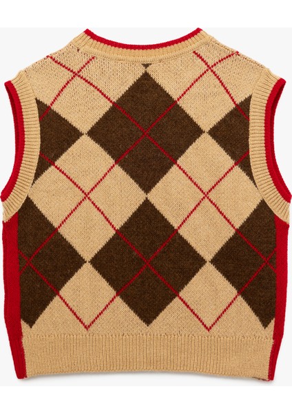 Baklava Desenli Kolsuz Bisiklet Yaka Triko Süveter fiyatları