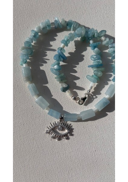 925 Ayar Gümüş Akuamarin Kolye fırsatları