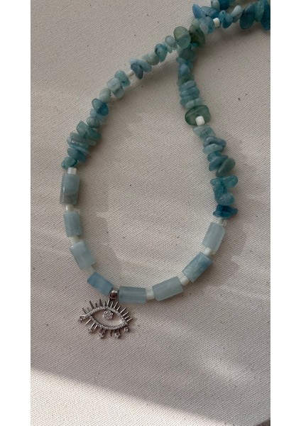 925 Ayar Gümüş Akuamarin Kolye indirimleri