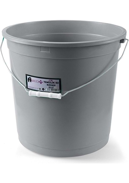 Gri 25 Lt Temizlik Kovası, Dayanıklı ve Kullanışlı Kapaksız Tasarım