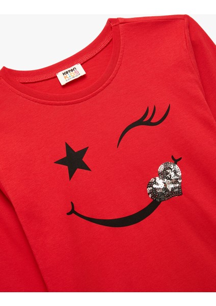 Uzun Kollu Bisiklet Yaka Pullu Payetli Tişört modelleri