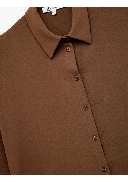 Aerobin Kumaş Düğmeli Klasik Yaka Uzun Kollu Oversize Gömlek modelleri