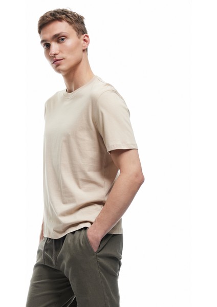 Pamuklu Kısa Kollu Bisiklet Yaka Erkek Basic Tişört fiyatları