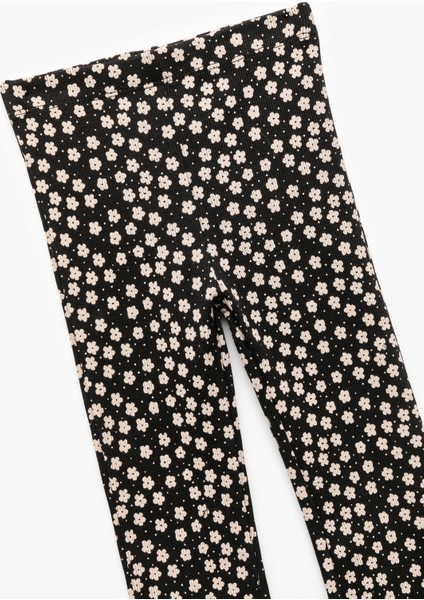 Ispanyol Paça Cep Detaylı Çiçekli Pamuklu Tayt modelleri