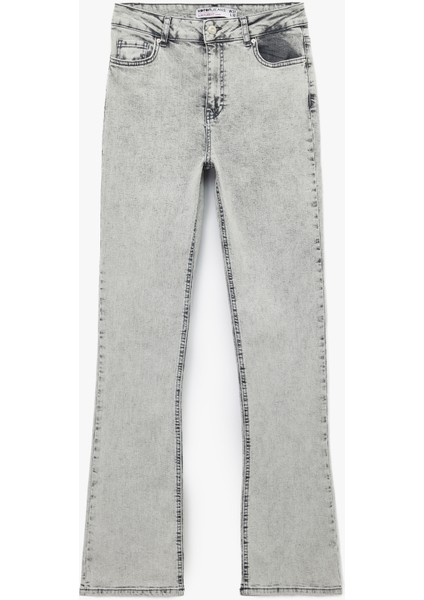 Yüksek Bel Dar Kesim Ispanyol Paça Denim Pantolon - Flare Jeans