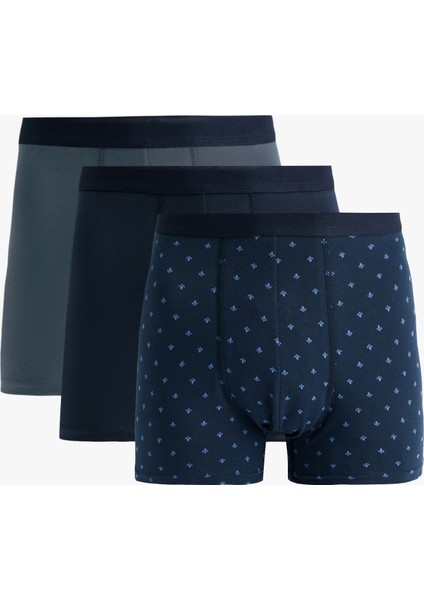 Pamuklu Desenli 3'lü Boxer Seti