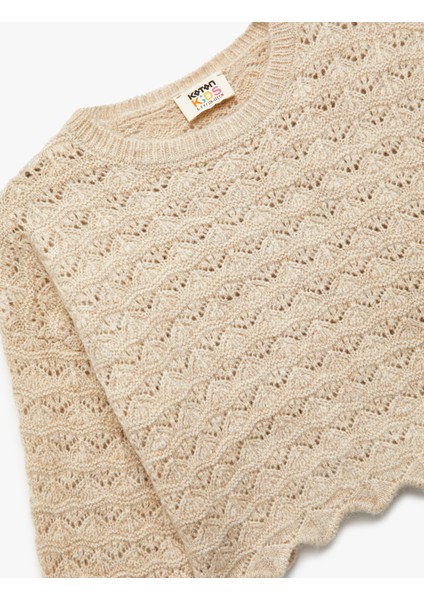 Dantel Detaylı Uzun Kollu Bisiklet Yaka Triko Kazak modelleri