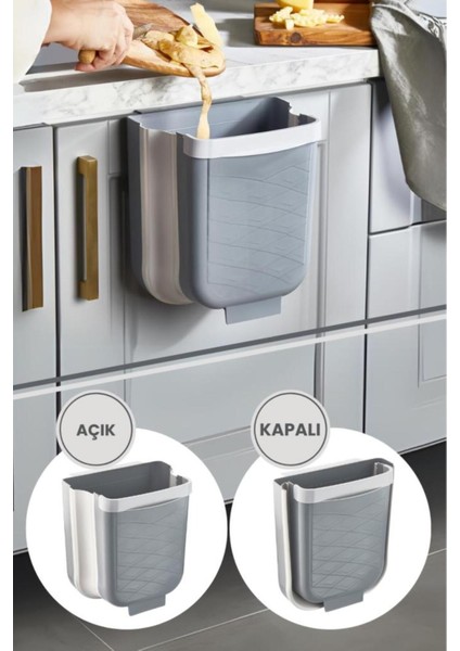 Katlanabilir Mutfak Çöp Kutusu, Portatif, 6 Litre, Şık Gri Renkli, Kullanışlı ve Pratik fiyatları
