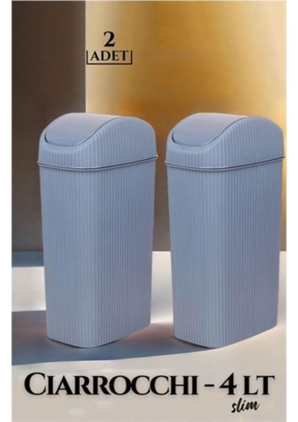 Gri 4l Slim Çöp Kovası, Şık ve Pratik 2'li Set