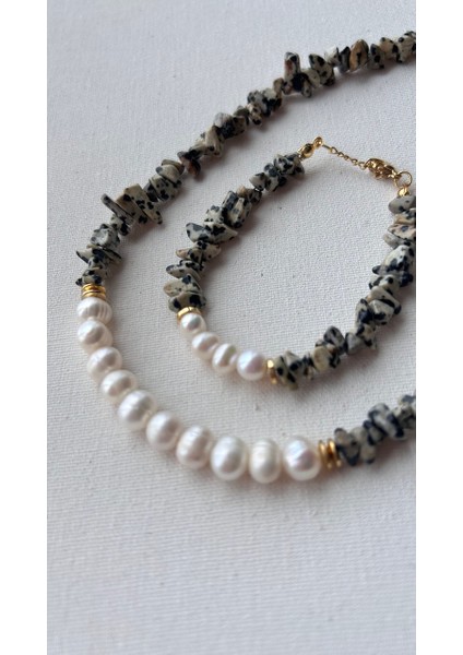 Jasper Taşı ve Inci Kolye Bileklik Set fiyatları