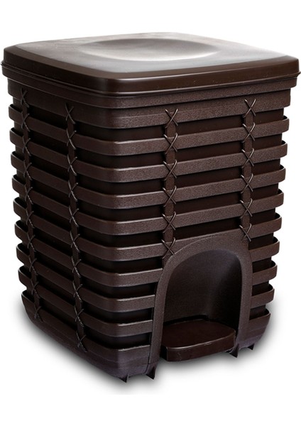 Kare Çöp Kovası, Pedallı, 9 L, Kahve Rengi, Şık ve Pratik Tasarım