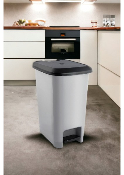 15 Litre Pedallı Gri Çöp Kovası, Slim Metalik Tasarım fiyatları