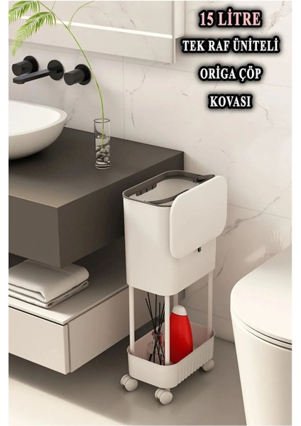 15 Litre Antrasit Tekerlekli Kapaklı Çöp Kovası, Çok Renkli, Mutfak ve Banyo Kullanımı fırsatları