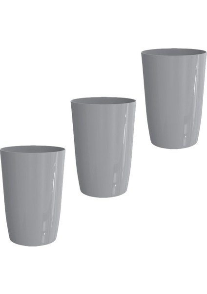 Gri Kapaksız Kova 3'lü Set, Banyo, Mutfak, Ofis Kullanımına Uygun.