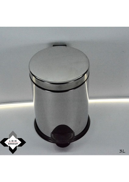 Gri Paslanmaz Metal Pedallı 3 Litrelik Çöp Kovası