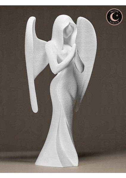 MOON SİRİUS Modern Tasarımlı Beyaz Melek Figürü Dekoratif Biblo 7x11x20