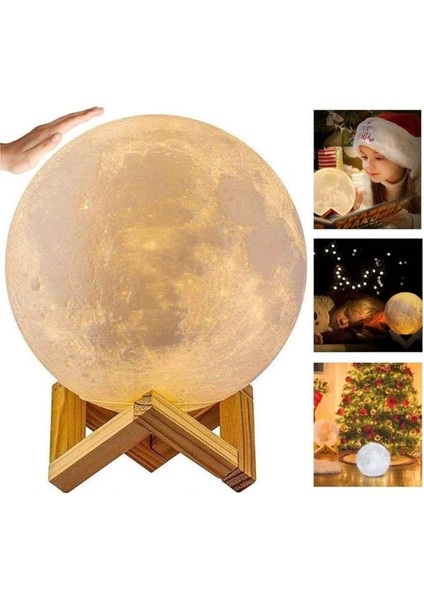 3D Ay Gece Lambası, 36 cm Çap, Sıcak Sarı Işık, Dekoratif ve Şık Tasarım modelleri