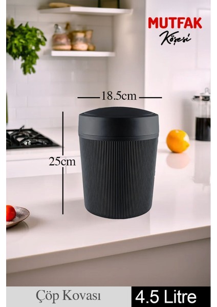4,5 Litre Siyah Çöp Kovası, Banyo, Mutfak, Ofis Için Şık ve Kullanışlı fiyatları