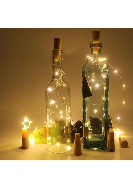 Sarı Mantar Şeklinde 1,5m Kendinden Pilli Peri LED Dekor Aydınlatma Seti