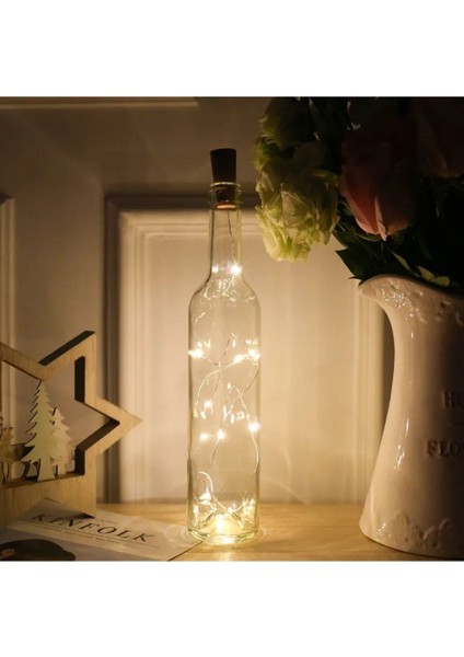 Sarı Mantar Şeklinde 1,5m Kendinden Pilli Peri LED Dekor Aydınlatma Seti