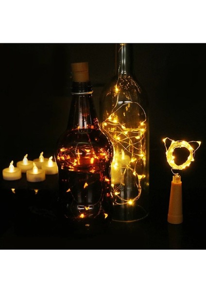 Sarı Mantar Şeklinde 1,5m Kendinden Pilli Peri LED Dekor Aydınlatma Seti