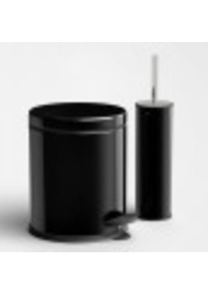 Siyah 3 Lt Pedallı Çöp Kovası ve Klozet Fırçası Seti