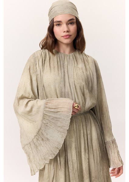 Desenli Crushlı Katlı Elbise Ruby fiyatları