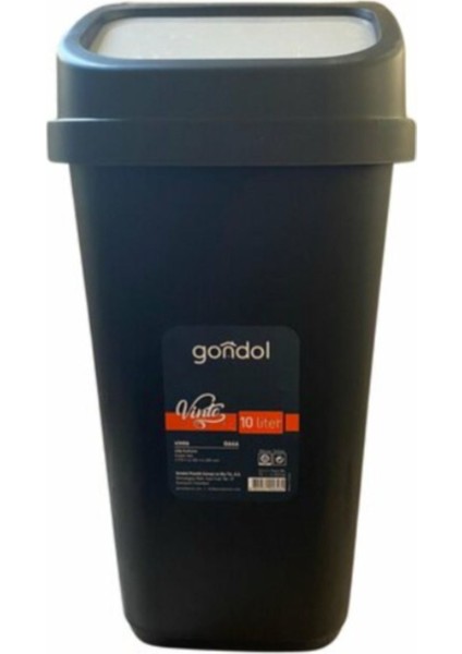 Şık Siyah Plastik Kapaklı Çöp Kovası 10 Lt, Pratik ve Kullanışlı Tasarım