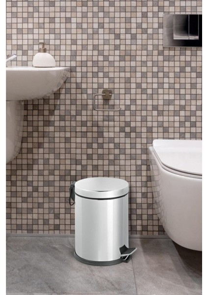 Pedallı 5 Lt Metalik Banyo ve Tuvalet Çöp Kovası, Şık ve Kullanışlı Tasarım