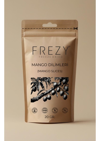 Frezy Freeze Dry Mango Dondurularak Kurutulmuş Sağlıklı Atıştırmalık Kuru Meyve Cipsi 20G